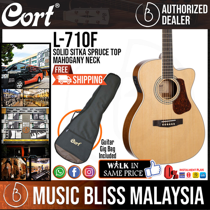 Cort L-710F Acoustic Guitar with Bag - Natural Satin - Music Bliss Malaysia
