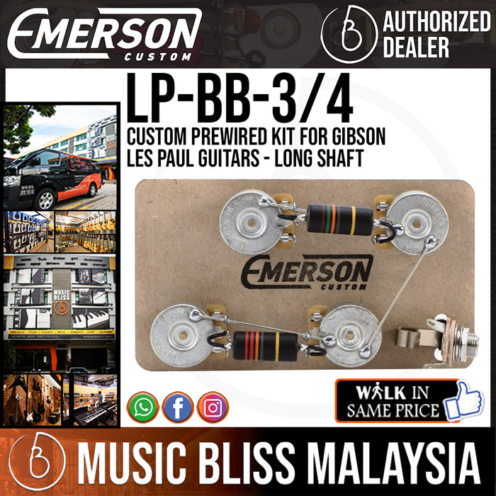 Emerson Custom Prewired Kit for Gibson Les Paul Guitars - Long Shaft - Music Bliss Malaysia