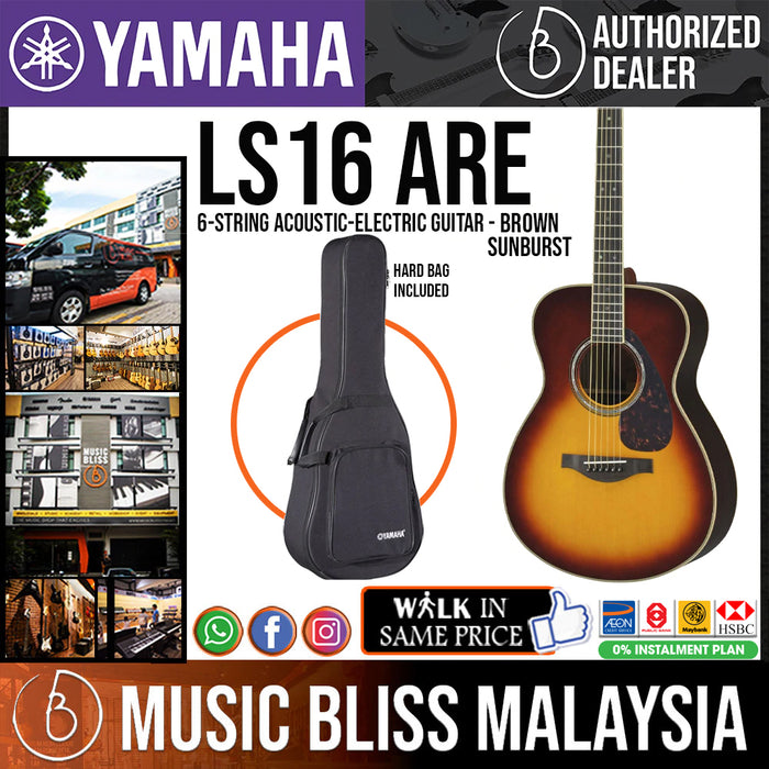 Yamaha LS16 ARE Acoustic Guitar with Hard Bag - Brown Sunburst - Music Bliss Malaysia