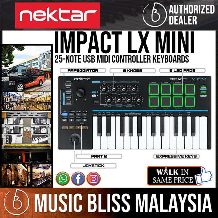 Nektar Impact LX Mini 25-Note USB MIDI Controller Keyboard - Music Bliss Malaysia