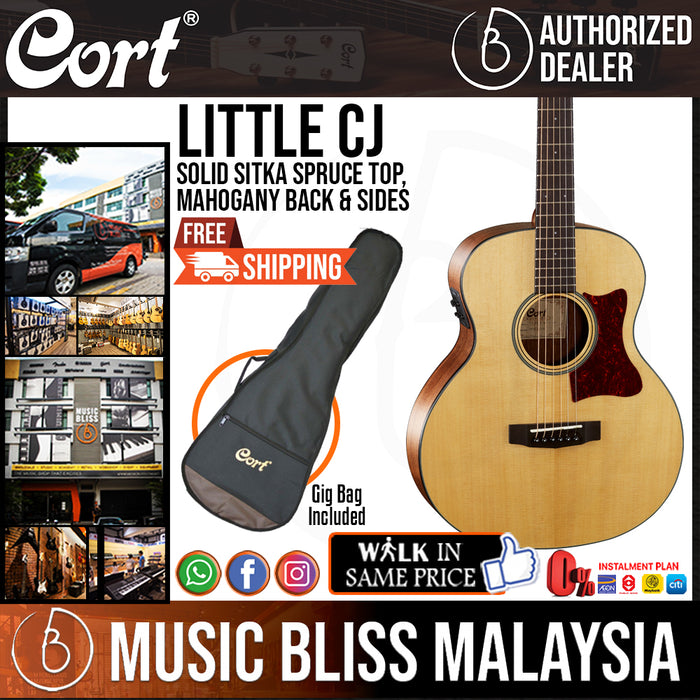 Cort Little CJ Acoustic Guitar with Bag - Walnut - Music Bliss Malaysia