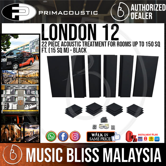 Primacoustic London 12 - 22 Piece Acoustic Treatment - Black - Music Bliss Malaysia