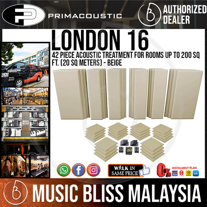 Primacoustic London 16 - 42 Piece Acoustic Treatment - Beige - Music Bliss Malaysia