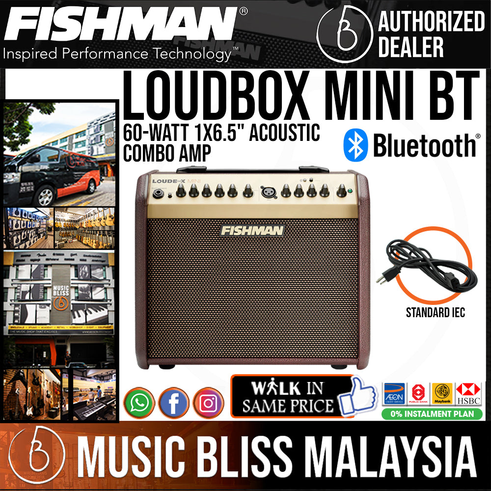 Fishman Loudbox Mini BT 60 watt 1x6.5 Acoustic Combo Amp with FREE Stagg GAS 5 Adjustable Stand Bluetooth Music Bliss Malaysia