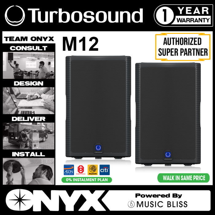 Turbosound Milan M12 1100-Watt 12" Powered Loudspeaker - Pair (M-12 / M 12) - Music Bliss Malaysia