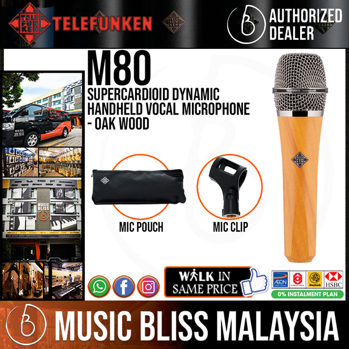 Telefunken M80 Supercardioid Dynamic Handheld Vocal Microphone - Oak Wood - Music Bliss Malaysia