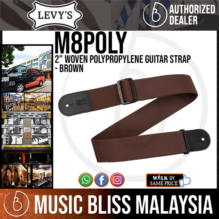 Levy's M8POLY 2" Woven Polypropylene Guitar Strap - Brown - Music Bliss Malaysia