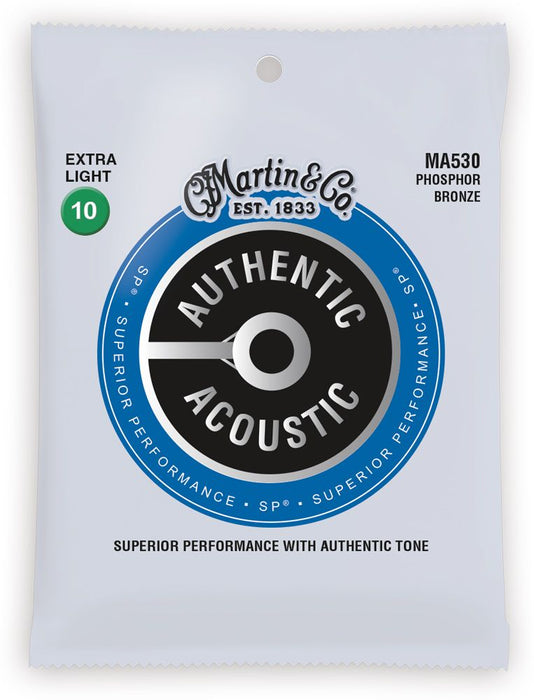 Martin MA530 SP Phosphor Bronze Authentic Acoustic Guitar Strings Extra Light 10-47 - Music Bliss Malaysia
