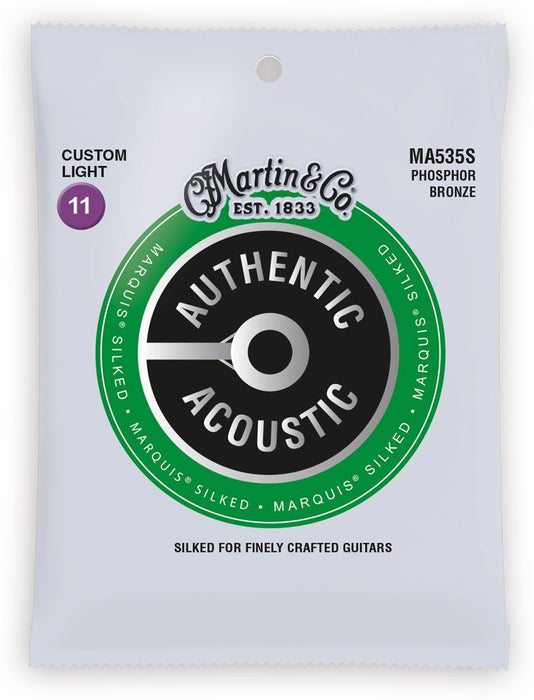 Martin MA535S Marquis Silked Phosphor Bronze Authentic Acoustic Guitar Strings 11-52 - Music Bliss Malaysia