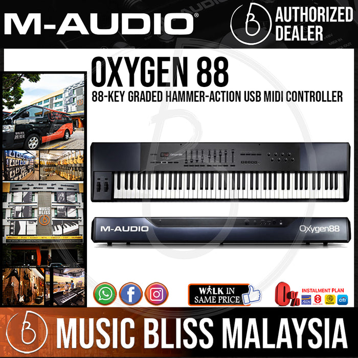 M-AUDIO OXYGEN 88-KEY GRADED HAMMER-ACTION USB MIDI CONTROLLER - Music Bliss Malaysia