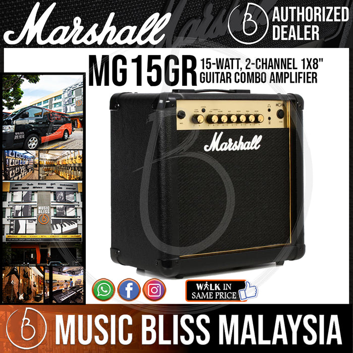Marshall MG15GR 15-watt 1x8 Combo Amplifier w/ Reverb - Music Bliss Malaysia
