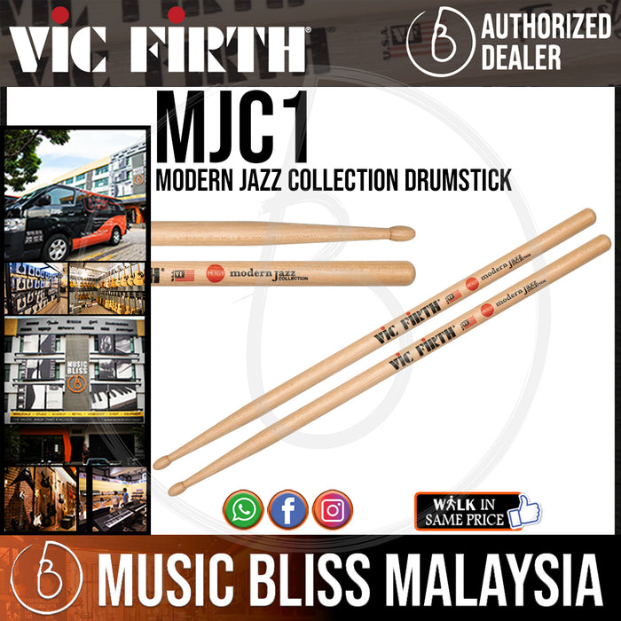 Vic Firth Modern Jazz Collection Hickory Drumsticks - Size 1 (MJC1) - Music Bliss Malaysia