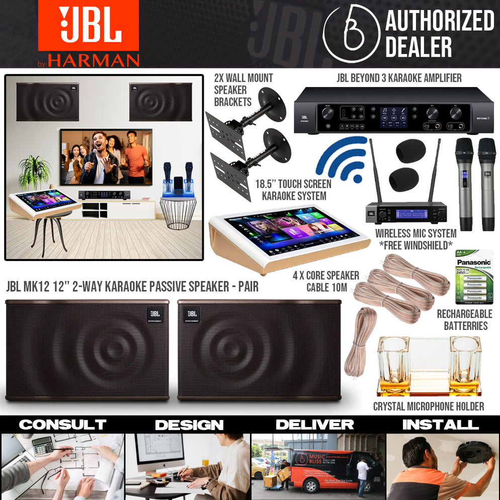 JBL Karaoke System Set Package for Home with MK12 12'' Passive Speaker