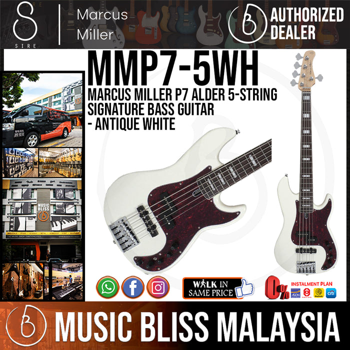 Sire (2nd Gen) Marcus Miller P7 Alder 5-String Signature Bass Guitar - Antique White - Music Bliss Malaysia