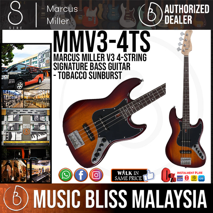 Sire (2nd Gen) Marcus Miller V3 4-String Signature Bass Guitar - Tobacco Sunburst - Music Bliss Malaysia