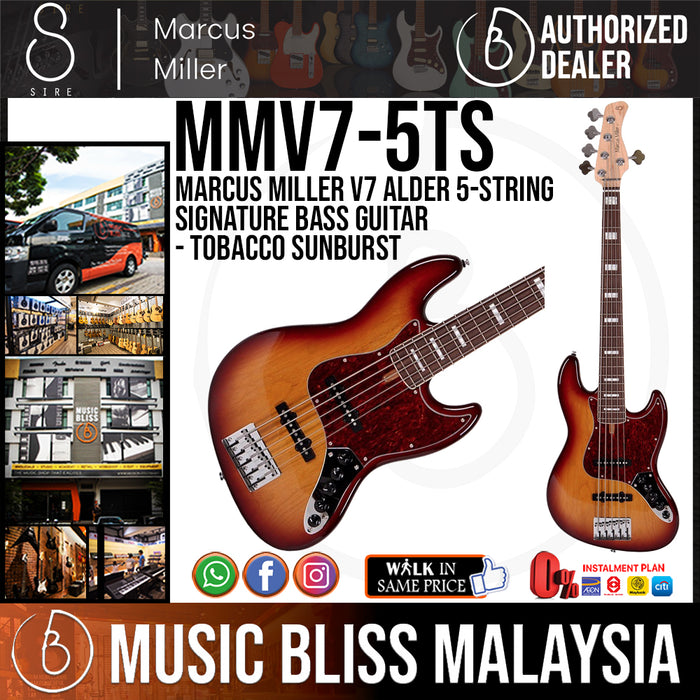 Sire (2nd Gen) Marcus Miller V7 Alder 5-String Signature Bass Guitar - Tobacco Sunburst - Music Bliss Malaysia