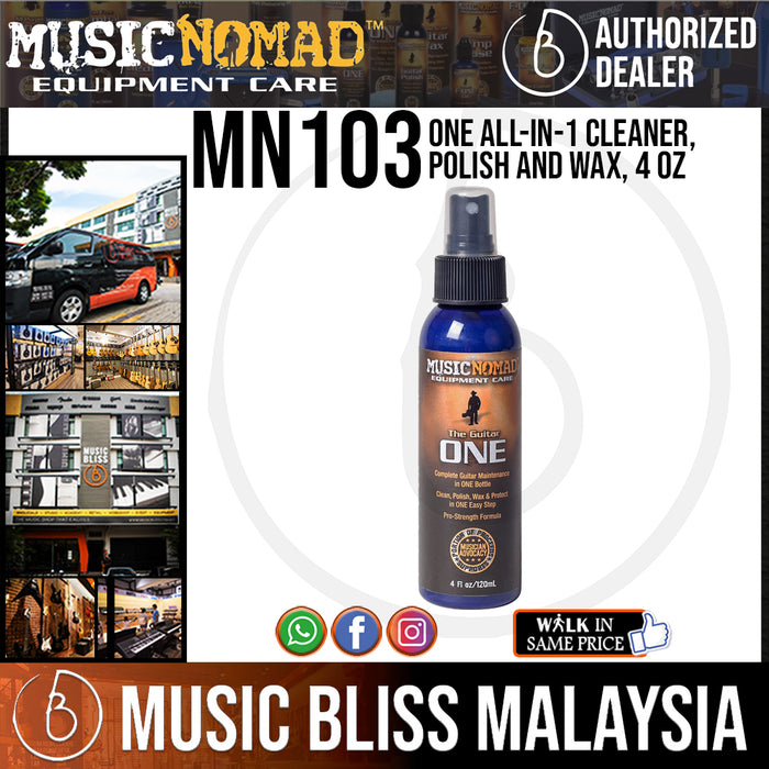 Music Nomad MN103 Guitar ONE All-in-1 Cleaner, Polish and Wax, 4 oz. (MN-103) - Music Bliss Malaysia