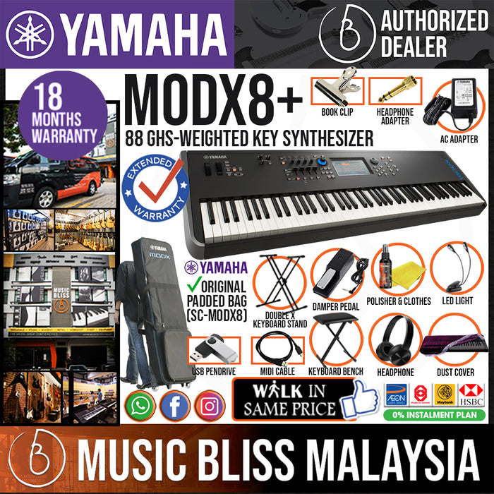 Yamaha MODX8+ 88 GHS-weighted Key Synthesizer with Damper Pedal Package (MODX 8+ / MODX-8+) - Music Bliss Malaysia