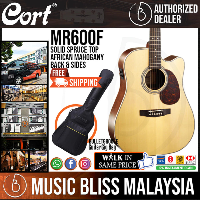 Cort MR600F Acoustic Guitar with Bag - Natural Satin - Music Bliss Malaysia