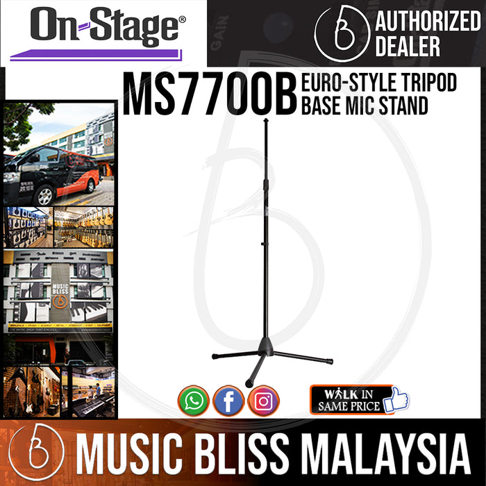 On-Stage MS7700B Euro-Style Tripod Base Mic Stand ( OSS MS7700B ) - Music Bliss Malaysia