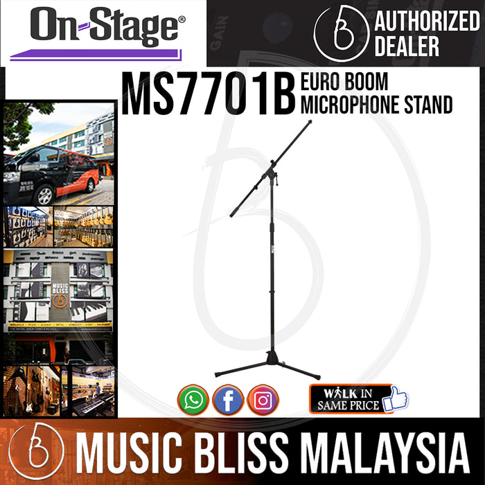 On-Stage MS7701B Euro Boom Microphone Stand ( OSS MS7701B ) - Music Bliss Malaysia