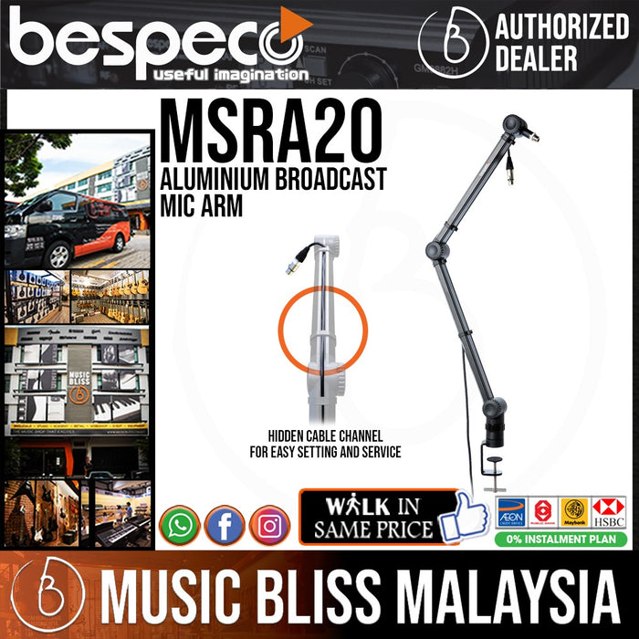 Bespeco MSRA20 Aluminium Broadcast Mic Arm with 4M Microphone Cable - Music Bliss Malaysia