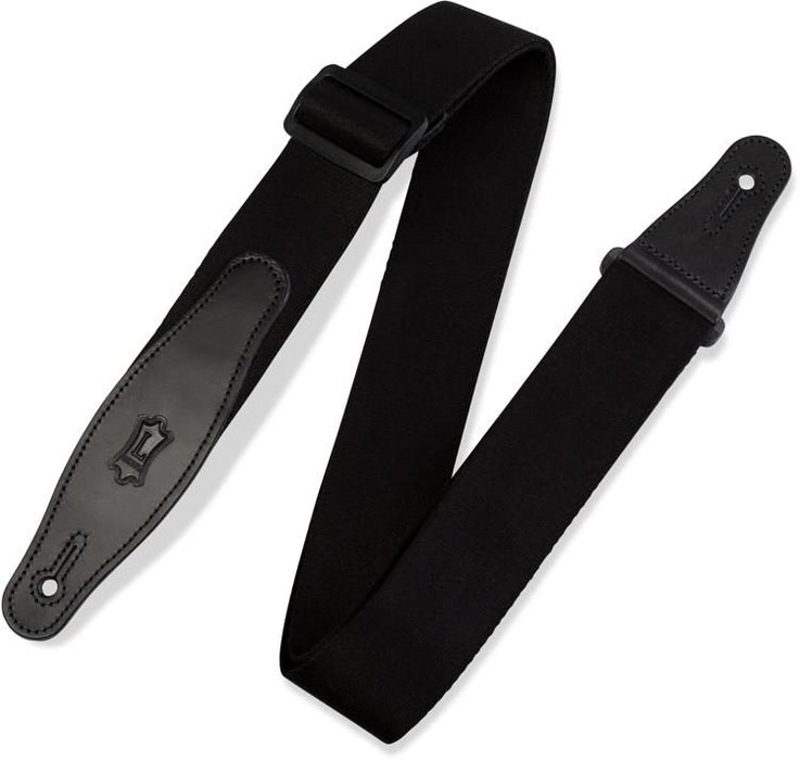 Levy's MSSR80 2" Rayon Webbing Guitar Strap with Leather Ends - Black - Music Bliss Malaysia