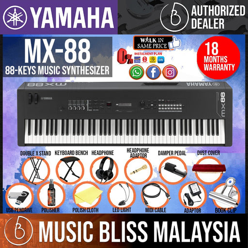 Yamaha MX-88 88-Key Weighted Action Music Synthesizer 14 in 1 Complete Package - Music Bliss Malaysia