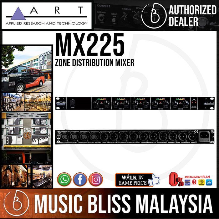ART MX225 Zone Distribution Mixer for remote volume control of multiple amplifiers or powered speakers (MX-225) - Music Bliss Malaysia