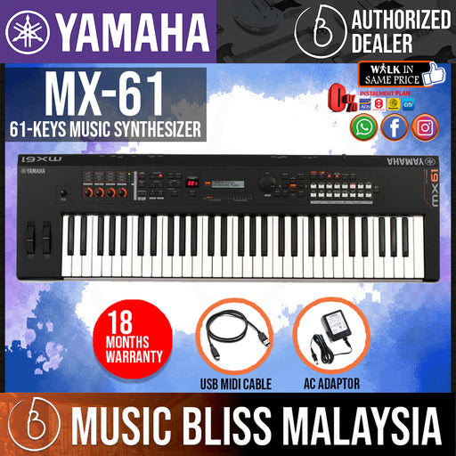 Yamaha MX-61 61-Key Music Synthesizer V2 - Black (MX61 / MX 61) - Music Bliss Malaysia
