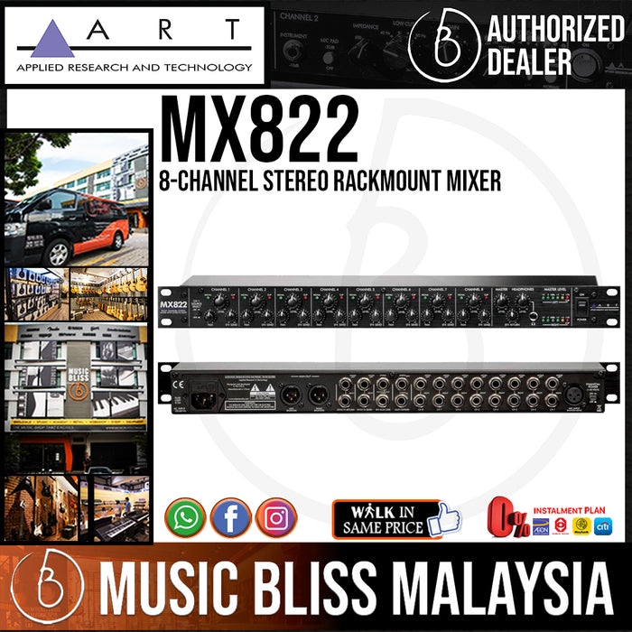 ART MX822 Stereo Rackmount Mixer (MX-822) - Music Bliss Malaysia