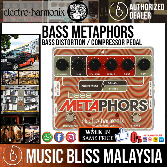 Electro Harmonix Bass Metaphors Bass Distortion / Compressor Pedal (Electro-Harmonix / EHX) - Music Bliss Malaysia
