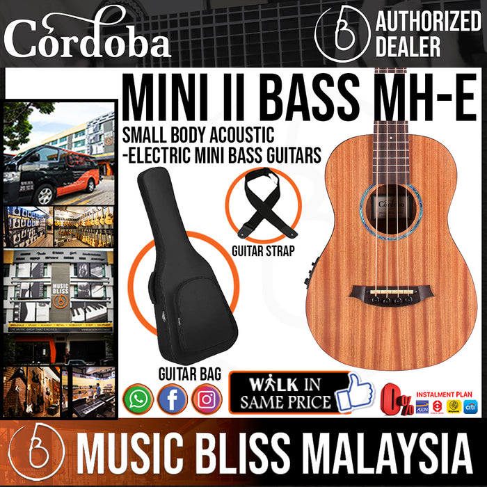 Cordoba Mini II Bass MH-E - Mahogany Top, Mahagony Back & Sides with Pickup - Music Bliss Malaysia