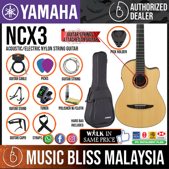 Yamaha NCX3 Acoustic/Electric Nylon String Guitar with Pickup - Music Bliss Malaysia
