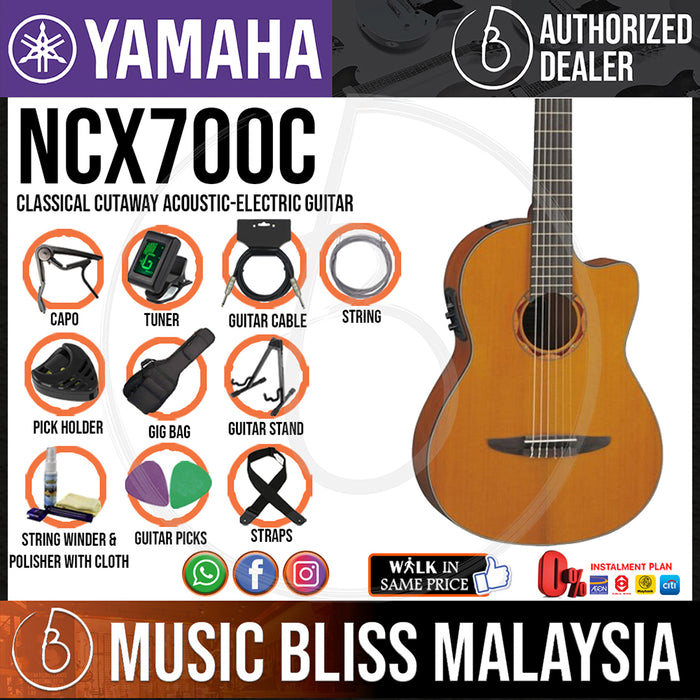 Yamaha NCX700C Classical Cutaway Acoustic-Electric Guitar with Pickup (NCX-700C) - Music Bliss Malaysia