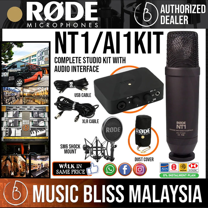 Rode Complete Studio Kit with NT1 Microphone and AI-1 Audio Interface - Music Bliss Malaysia