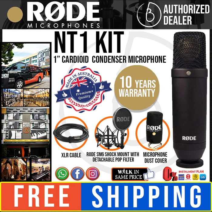 Rode NT1 Kit Low Noise Condenser Microphone 10 Years Warranty [Made in Australia] - Music Bliss Malaysia