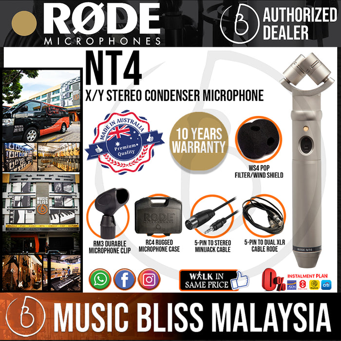 Rode NT4 Stereo X/Y Condenser Microphone (NT-4) 10 Years Warranty [Made in Australia] *Everyday Low Prices Promotion* - Music Bliss Malaysia
