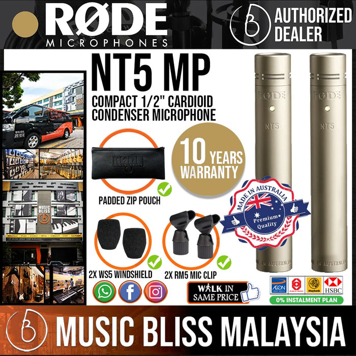 Rode NT5 Matched Pair Condenser Microphone 10 Years Warranty [Made in Australia] - Music Bliss Malaysia