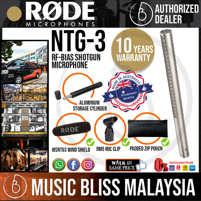 Rode NTG-3 Shotgun Condenser Microphone (NTG3) 10 Years Warranty [Made in Australia] *Everyday Low Prices Promotion* - Music Bliss Malaysia