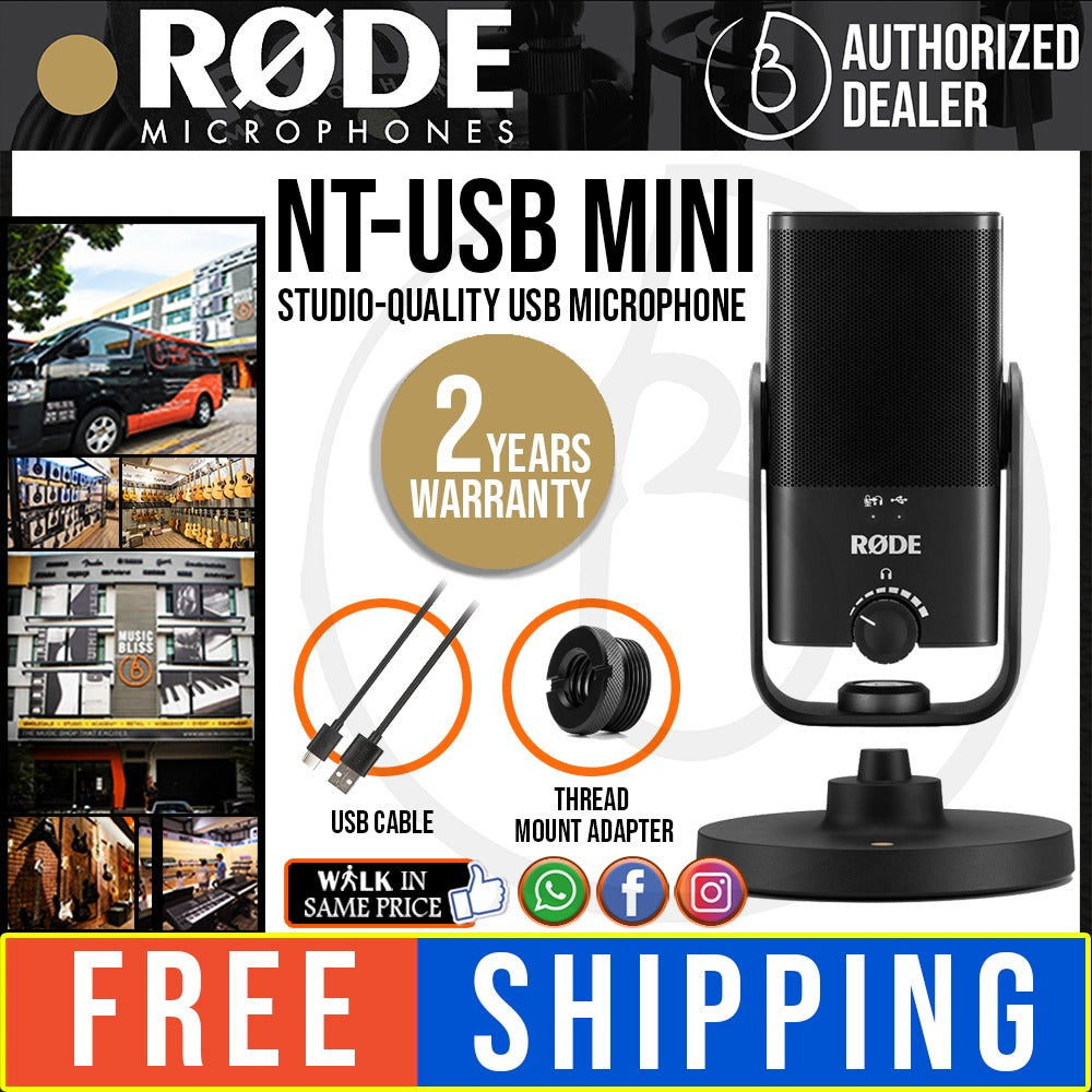 Rode NT-USB Mini USB Microphone (2-Pack) Bundle with Rode COLORS