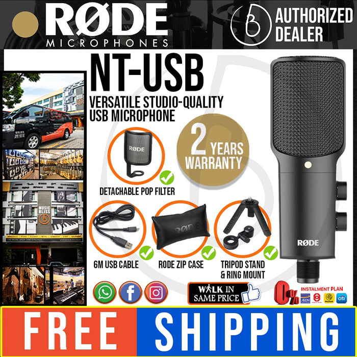 Rode NT-USB USB Condenser Microphone [2 Years Warranty] *Crazy Sales Promotion* - Music Bliss Malaysia