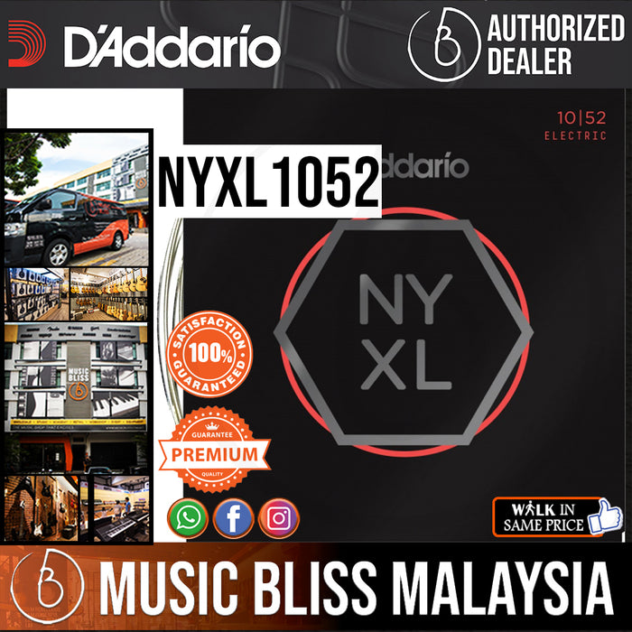 D'Addario NYXL1052 Nickel Wound Electric Strings -.010-.052 Light Top/Heavy Bottom - Music Bliss Malaysia