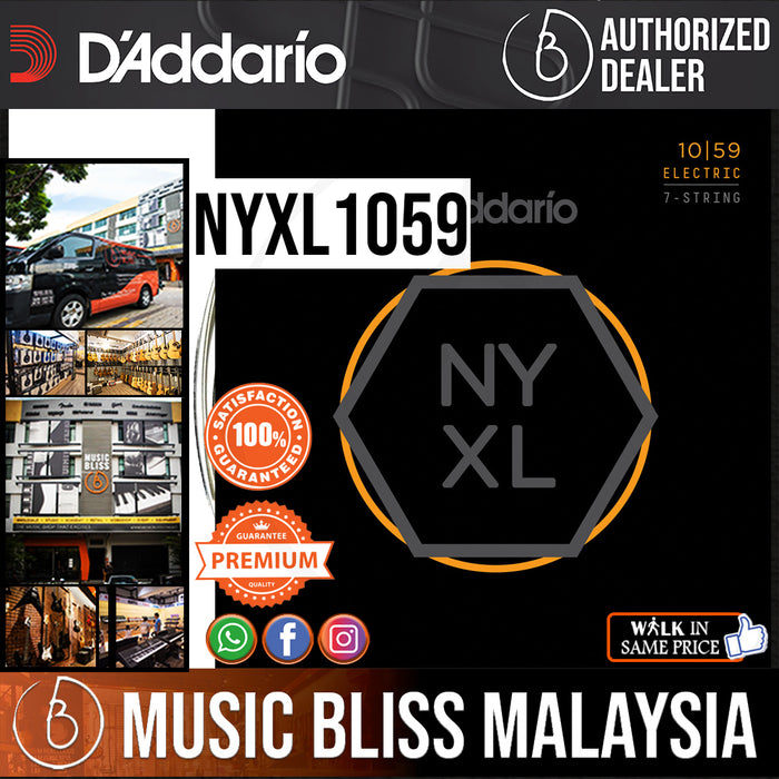 D'Addario NYXL1059 Nickel Wound Electric Strings -.010-.059 7-string Regular Light - Music Bliss Malaysia
