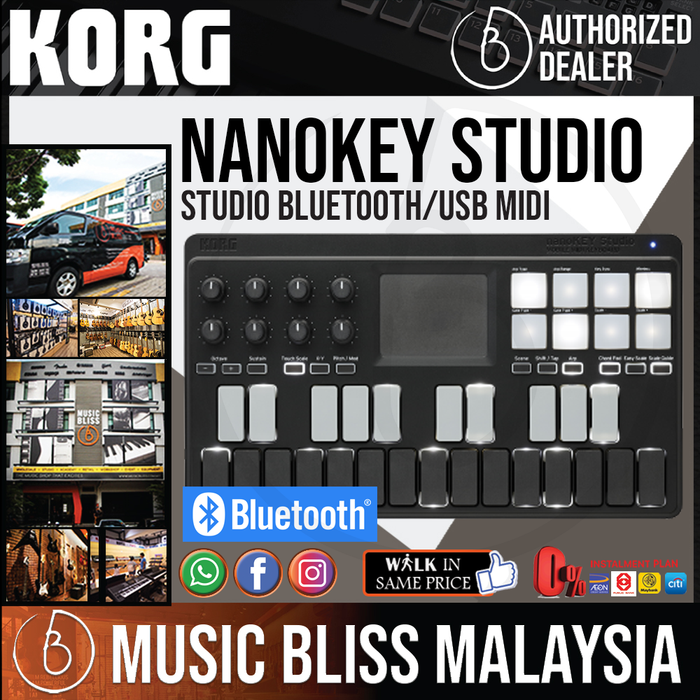 Korg nanoKEY Studio Bluetooth USB MIDI and Pad Controller with 0