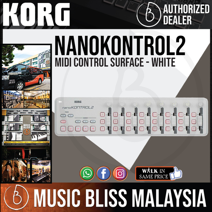 Korg nanoKONTROL2 MIDI Control Surface - White - Music Bliss Malaysia