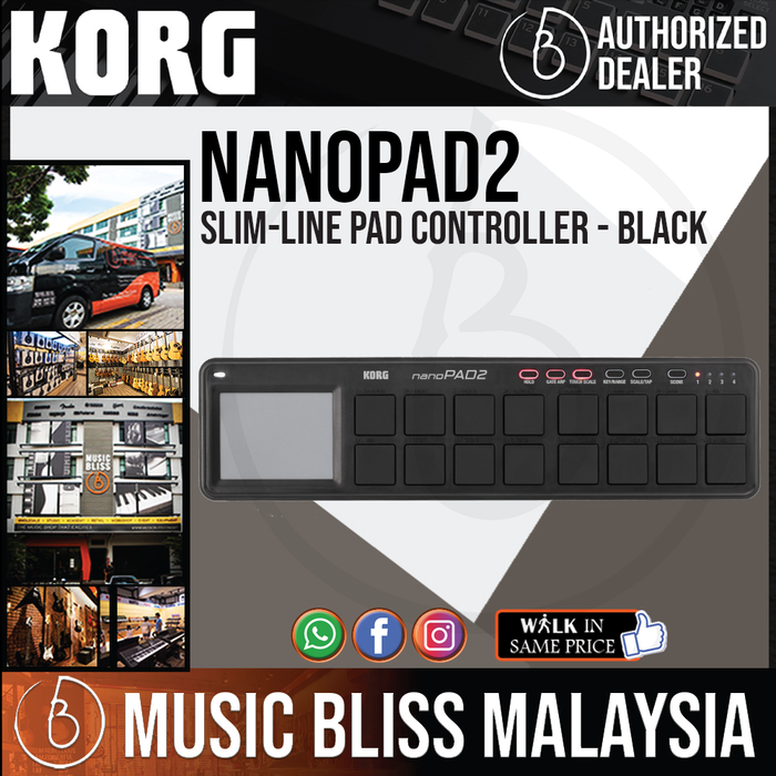 Korg nanoPAD2 Slim-Line Pad Controller - Black (nanoPAD 2) - Music Bliss Malaysia