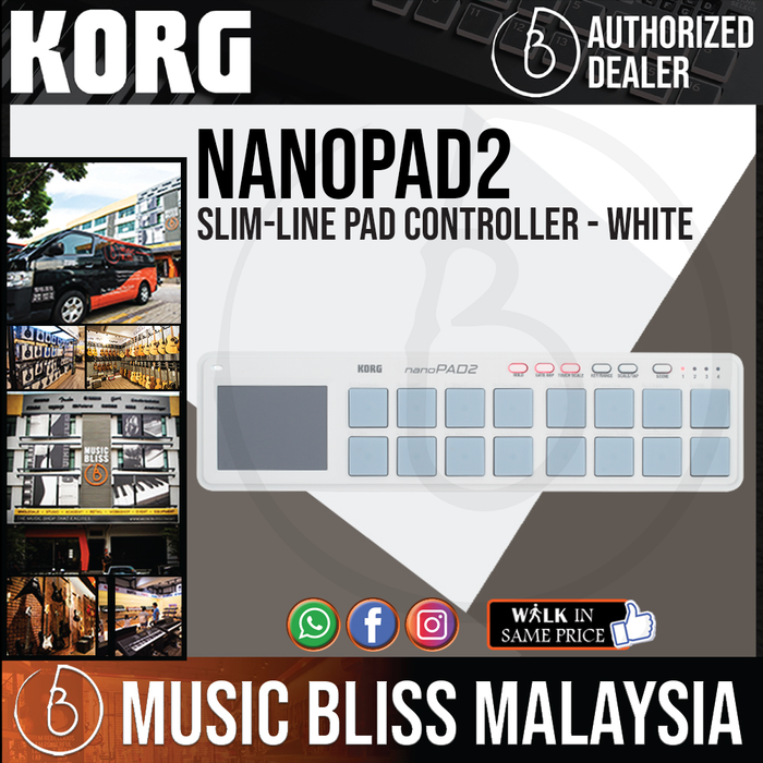 Korg nanoPAD2 Slim-Line Pad Controller - White (nanoPAD 2) - Music Bliss Malaysia