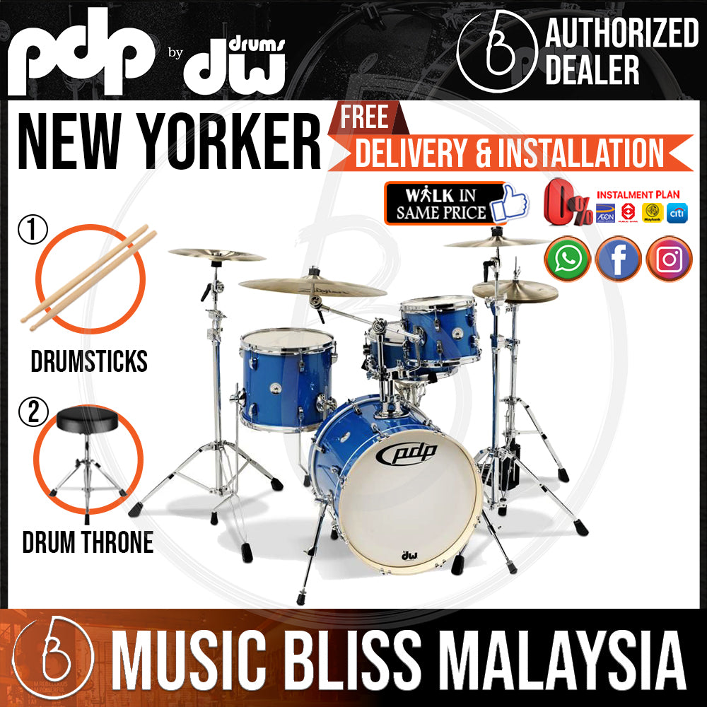 PDP by DW New Yorker 4-Piece Shell Pack with 18" Bass Drum - Sapphire ...