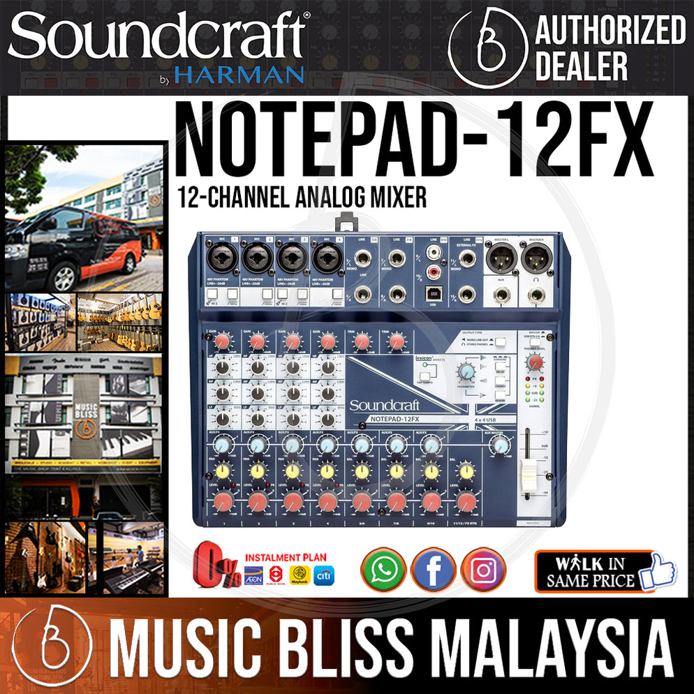 Soundcraft Notepad12FX Mixer with Effects and USB Music Bliss Malaysia